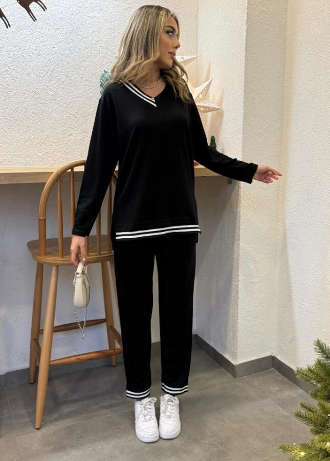 Kadın Yeni Sezon Uzun Kollu Ribana Detay Ikili Takım - 2