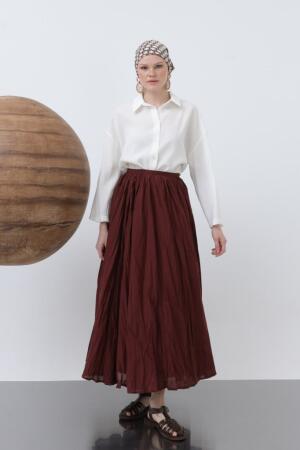 Kadın Yüksek Bel Arkadan Fermuarlı Kırışık Geniş Kesimli Vural Etek - ANGELINO BuyukBedeniz