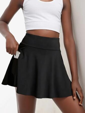 Kadın Yüksek Bel Cepli Sandy Short Etek - 3