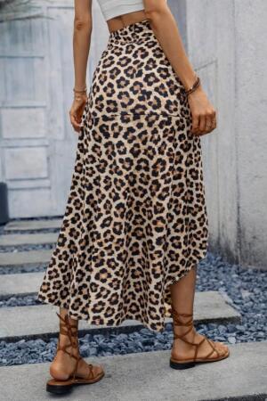 Kadın Yüksek Bel çiçek Desenli önü Asimetrik Detaylı Uzun Süprem Etek - ANGELINO BuyukBedeniz (1)