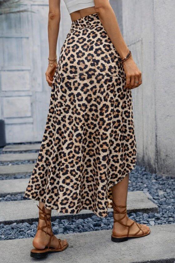 Kadın Yüksek Bel çiçek Desenli önü Asimetrik Detaylı Uzun Süprem Etek - 2