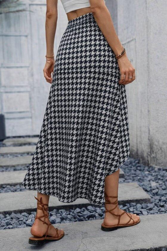 Kadın Yüksek Bel çiçek Desenli önü Asimetrik Detaylı Uzun Süprem Etek - 2