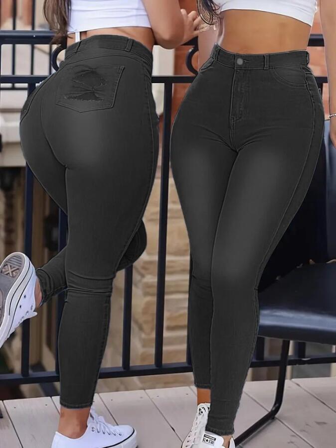 Kadın Yüksek Bel Dar Kesim Kot Pantolon - 1