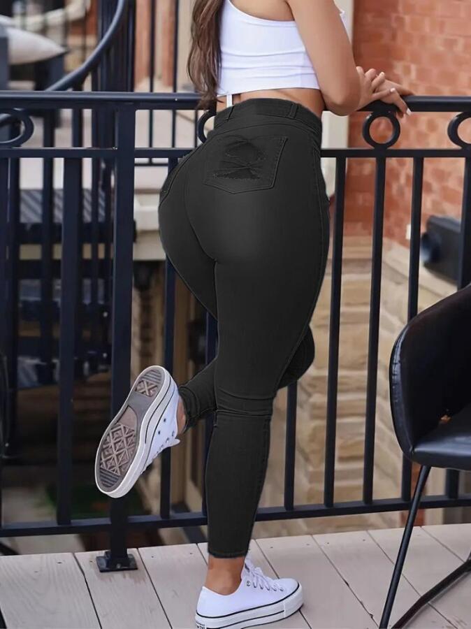 Kadın Yüksek Bel Dar Kesim Kot Pantolon - 3