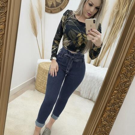 Kadın Yüksek Bel Düğmeli Yırtık Kot Pantolon - 2