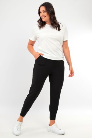 Trend42plus Kadın Yüksek Bel Jogger Eşofman Altı Siyah Joggers - 1