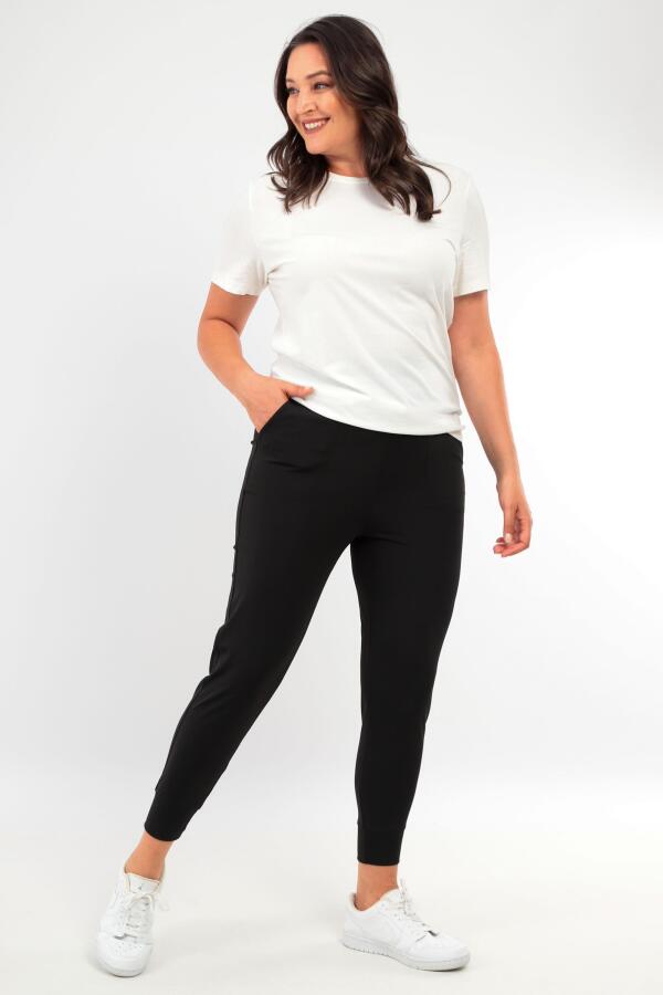 Trend42plus Kadın Yüksek Bel Jogger Eşofman Altı Siyah Joggers - 1