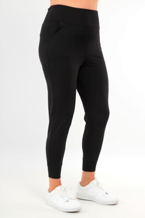 Trend42plus Kadın Yüksek Bel Jogger Eşofman Altı Siyah Joggers - 2