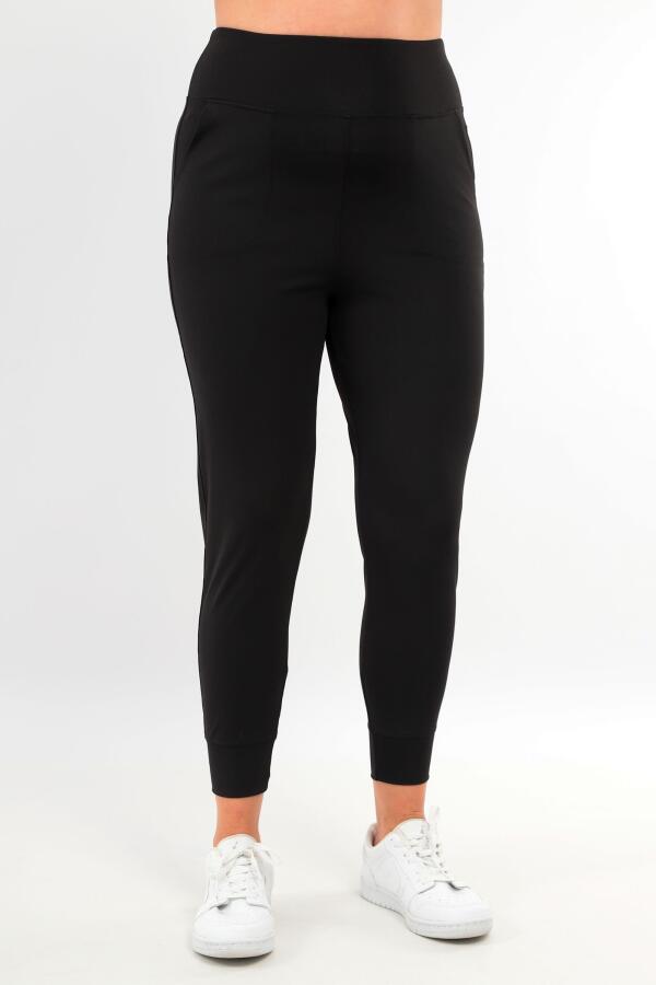 Trend42plus Kadın Yüksek Bel Jogger Eşofman Altı Siyah Joggers - 4
