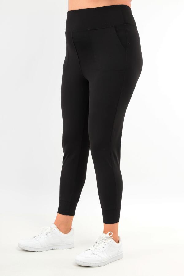 Trend42plus Kadın Yüksek Bel Jogger Eşofman Altı Siyah Joggers - 5