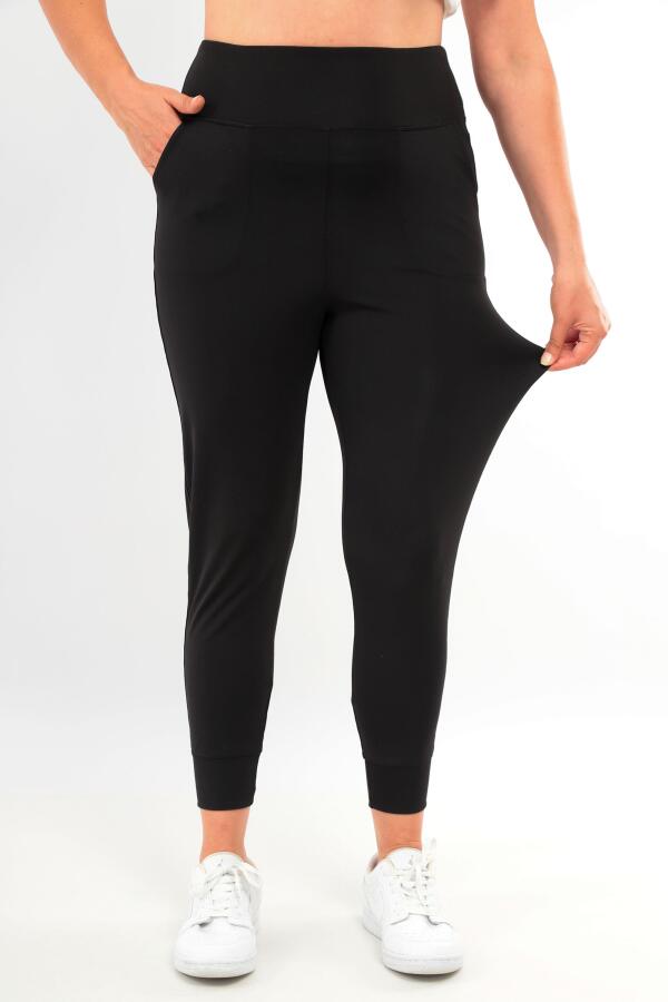 Trend42plus Kadın Yüksek Bel Jogger Eşofman Altı Siyah Joggers - 6