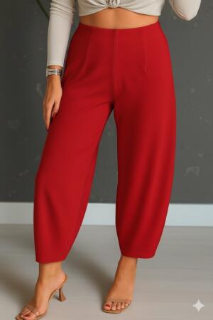 Kadın Yüksek Bel Krep Pantolon - ANGELINO BuyukBedeniz (1)