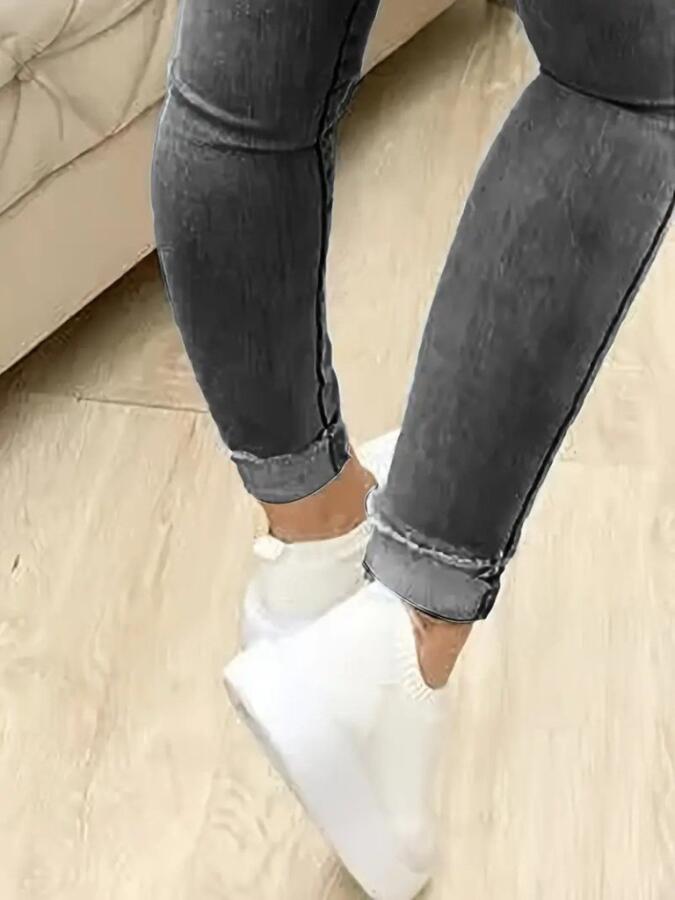 Kadın Yüksek Bel önden Düğmeli Jean Pantolon - 3