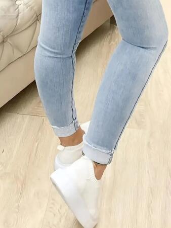 Kadın Yüksek Bel önden Düğmeli Jean Pantolon - 3