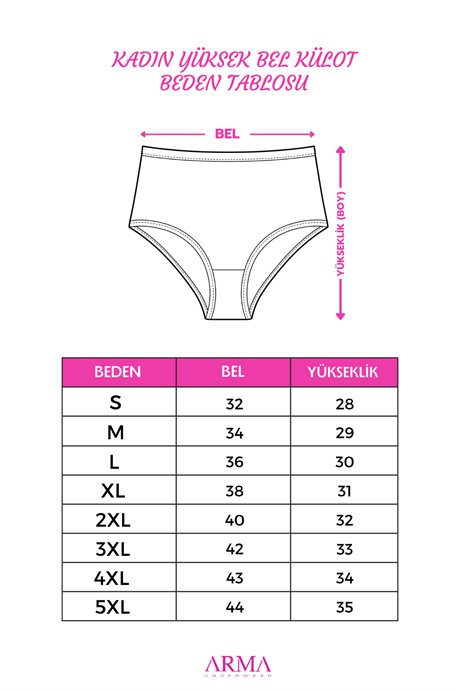 Kadın Yüksek Bel Pamuklu Slip Külot 3'lü Paket Siyah Esnek Kumaş - 3
