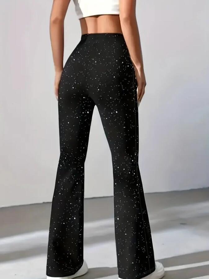 Kadın Yüksek Bel Taşlı Dalgıç Tayt - 4