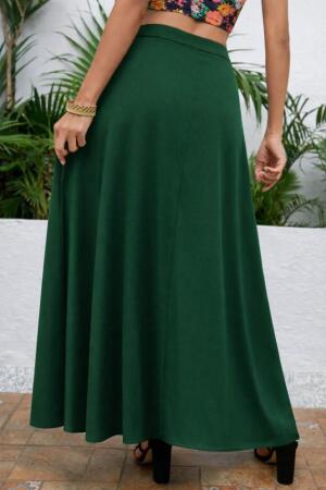 Kadın Yüksek Bel Yandan Yırtmaçlı Uzun Sandy Etek - 3