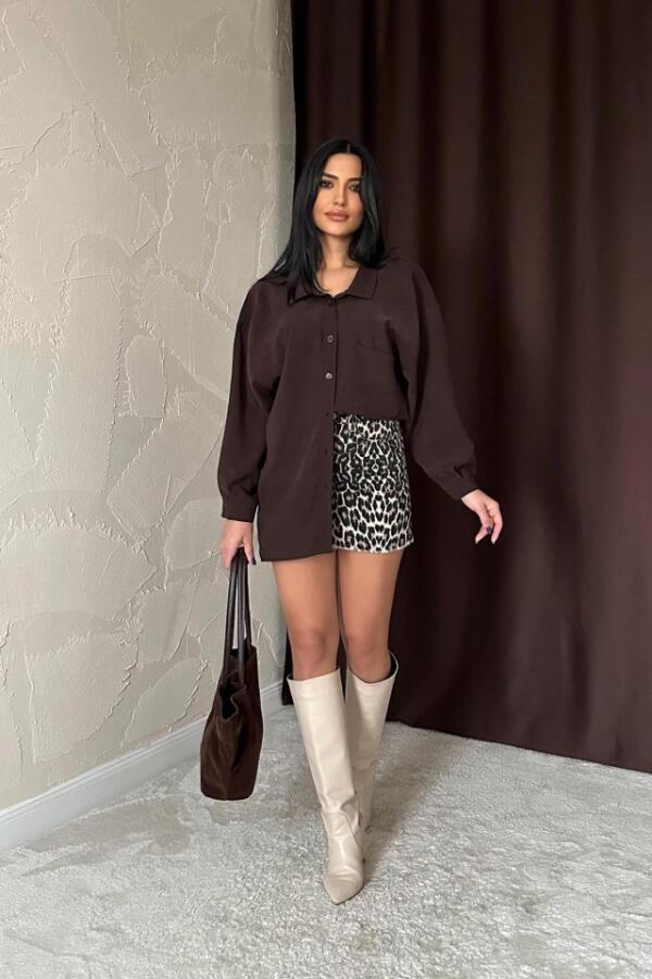 Kahverengi Salaş Gömlek - 1