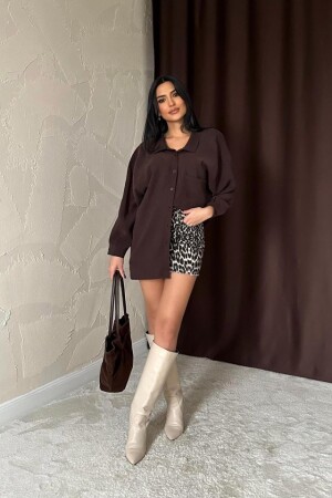 Kahverengi Salaş Gömlek - ANGELINO BuyukBedeniz (1)