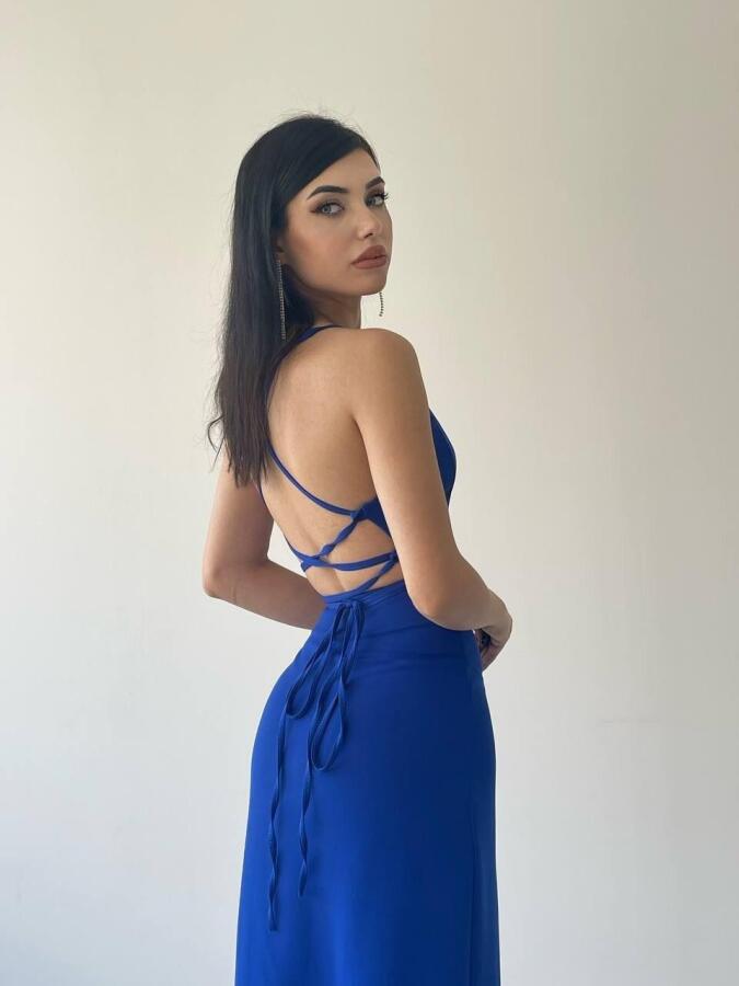 Kaitlyn Sırt Dekolteli V Yaka Yırtmaçlı Elbise - 3