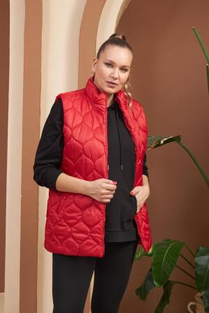 Kapitone Büyük Beden Kırmızı Yelek - RMG (1)