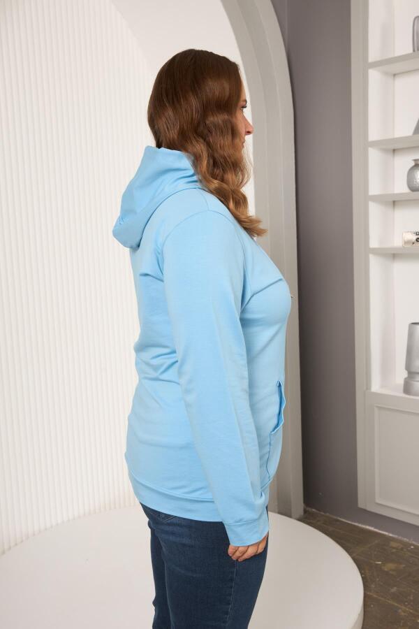 Kapşonlu Büyük Beden Sweatshirt Bebe Mavi - 3