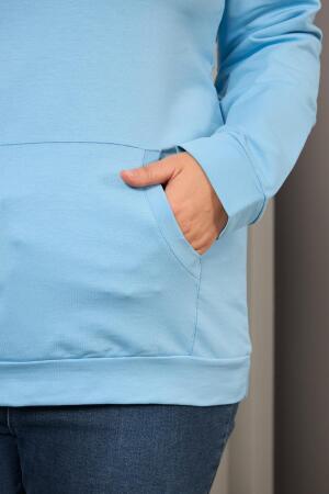 Kapşonlu Büyük Beden Sweatshirt Bebe Mavi - 6