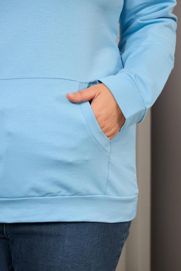 Kapşonlu Büyük Beden Sweatshirt Bebe Mavi - 6