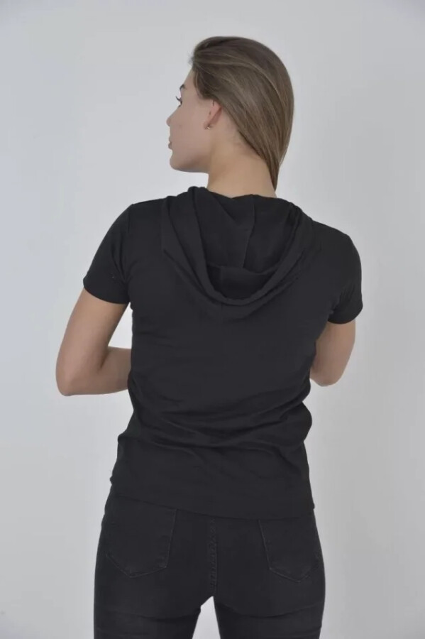 Kapşonlu Slim Fit T-shirt - Siyah - ANGELINO BuyukBedeniz