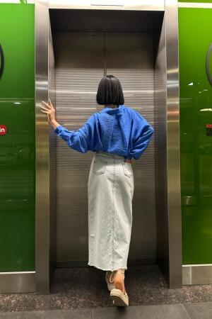 Kar Yıkama Yırtmaçlı Kot Etek - 3