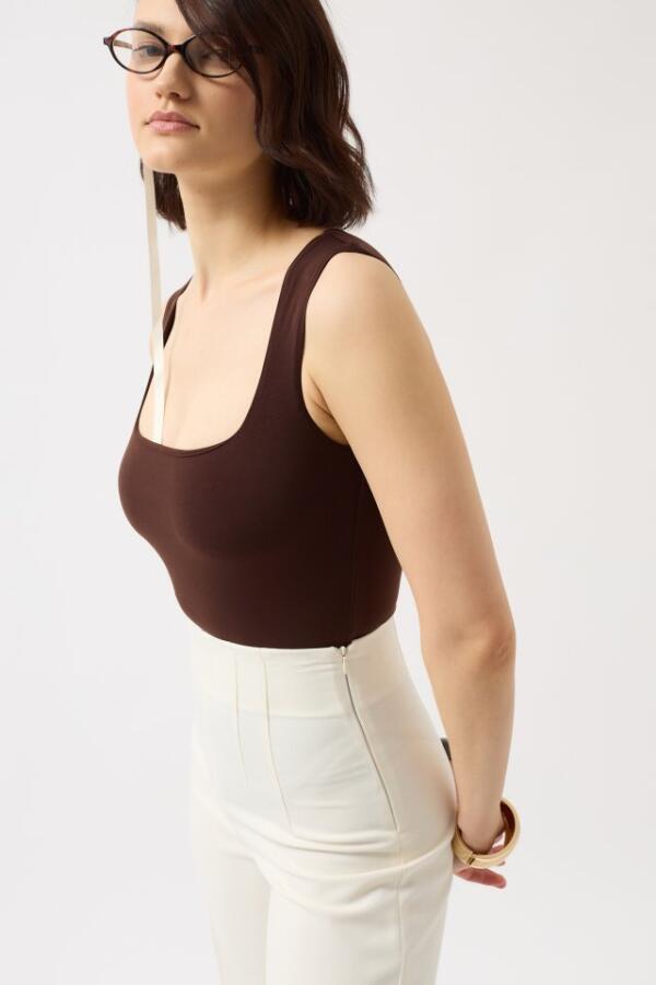 Kare Yaka Kalın Askılı Bodysuit - 4