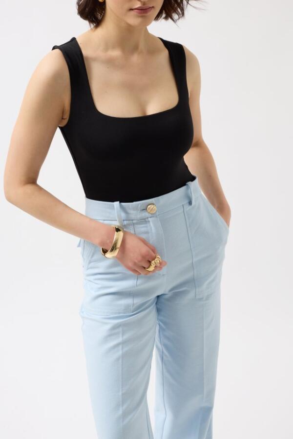 Kare Yaka Kalın Askılı Bodysuit - 4