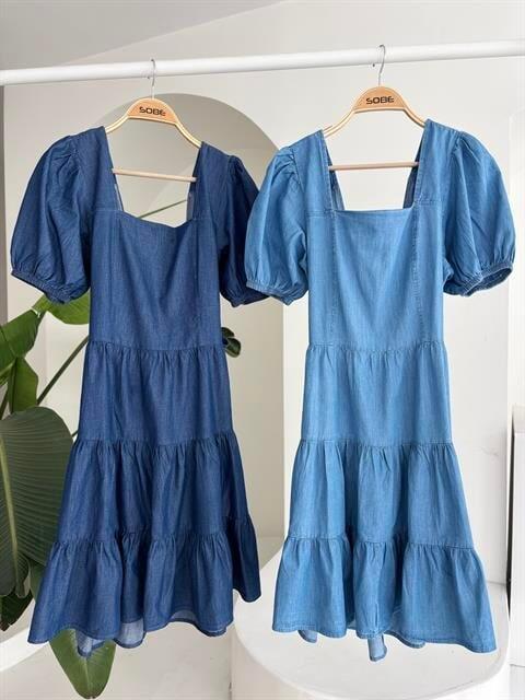 Kare Yakalı Ve Gipe Detaylı Tensel Elbise 2883 - 10
