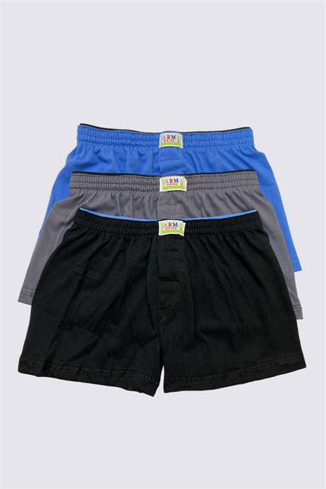 Karışık Renkli Erkek Çocuk Havlu Bel Boxer 3'lü Paket %100 Pamuklu - 1