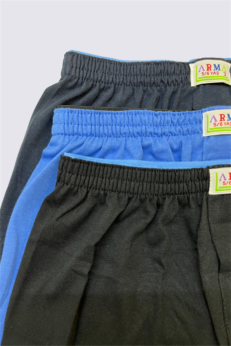 Karışık Renkli Erkek Çocuk Havlu Bel Boxer 3'lü Paket %100 Pamuklu - 3