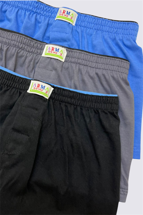 Karışık Renkli Erkek Çocuk Havlu Bel Boxer 3'lü Paket %100 Pamuklu - 4