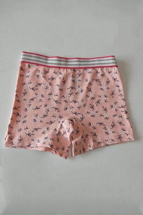 Karışık Renkli Kız Çocuk Desenli Boxer 3'lü Paket Pamuklu Likralı - 4