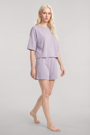 Angelino Kısa Kollu Şortlu Pijama Takımı Lila - Angelino