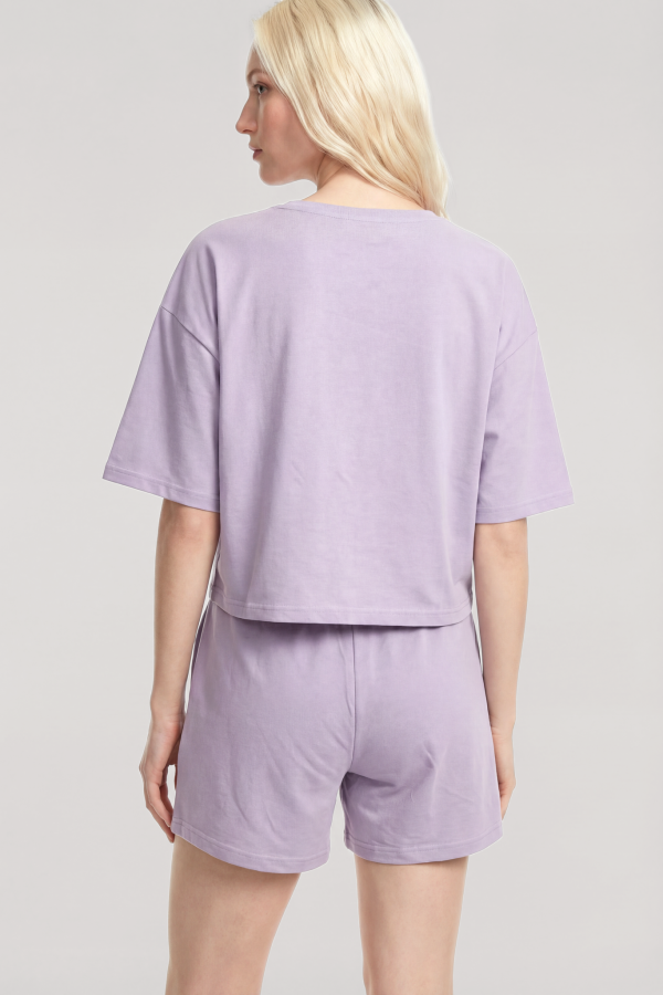Angelino Kısa Kollu Şortlu Pijama Takımı Lila - 5