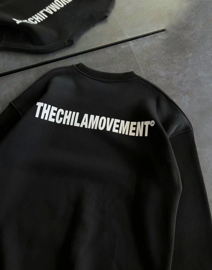 Kışlık Bisiklet Yaka Oversize Baskılı SweatShirt - Siyah - 1