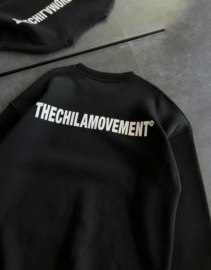 Kışlık Bisiklet Yaka Oversize Baskılı SweatShirt - Siyah - 3