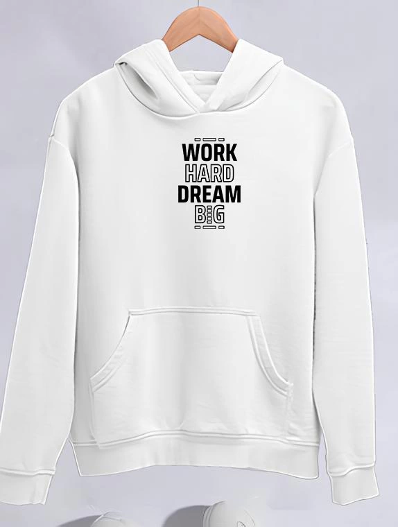 Kışlık Üç İplik Kapşonlu SweatShirt - Beyaz - 1