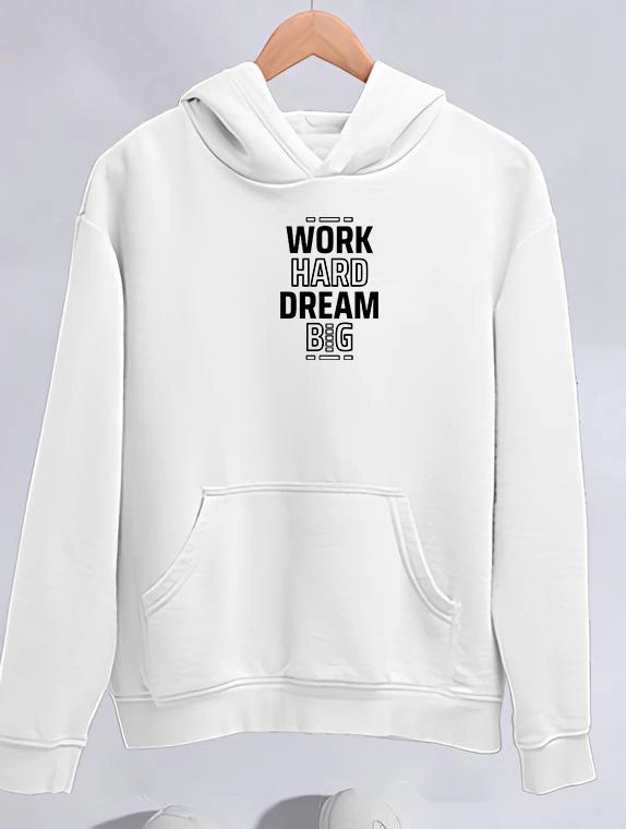 Kışlık Üç İplik Kapşonlu SweatShirt - Beyaz - 1