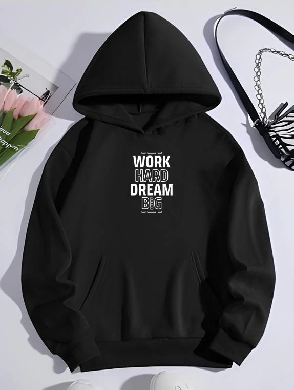 Kışlık Üç İplik Kapşonlu SweatShirt - Siyah - 1