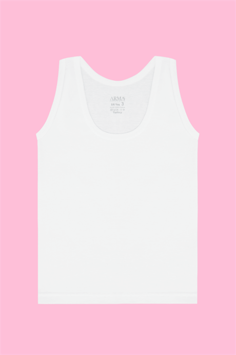 Kız Çocuk Beyaz Kalın Askılı Atlet 6'lı Paket %100 Pamuklu Yumuşak Esnek Kumaş - 4