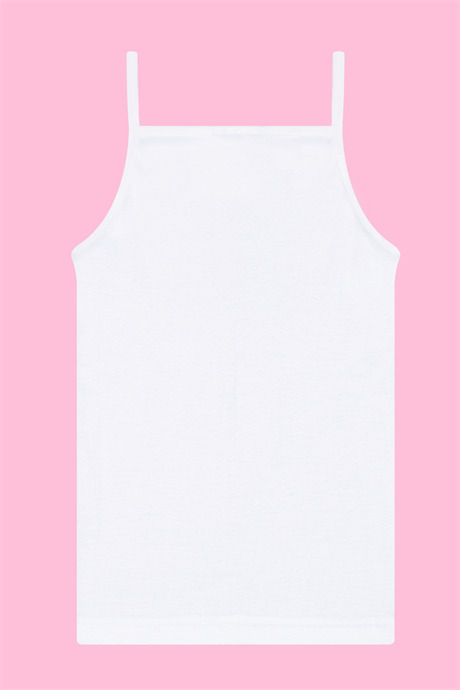 Kız Çocuk İp Askılı Atlet Beyaz 3'lü %100 Pamuk Ribana Yumuşak ve Esnek Kumaş - 3