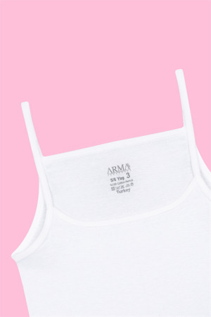 Kız Çocuk İp Askılı Atlet Beyaz 3'lü %100 Pamuk Ribana Yumuşak ve Esnek Kumaş - 4