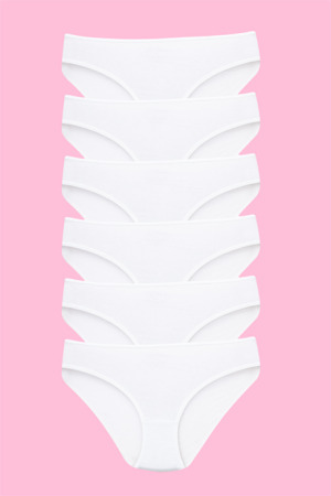 Kız Çocuk Külot Beyaz %100 Pamuk 6'lı Paket - 2