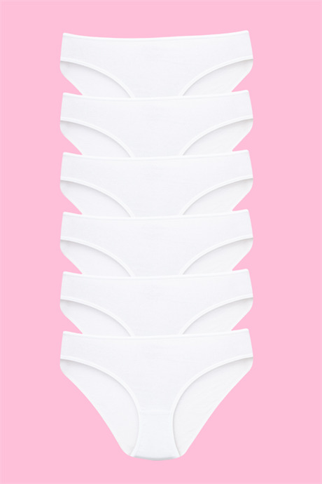 Kız Çocuk Külot Beyaz %100 Pamuk 6'lı Paket - 3