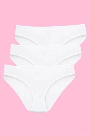 Kız Çocuk Külot Beyaz 3'lü Paket %100 Pamuklu - Angelino